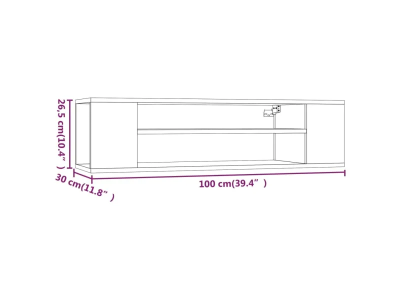 Armoire TV suspendue Chêne marron 100x30x26,5cm Bois Ingénierie