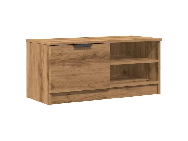 Meuble TV chêne artisanal 80x35x36,5 cm bois d'ingénierie