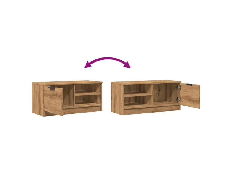Meuble TV chêne artisanal 80x35x36,5 cm bois d'ingénierie