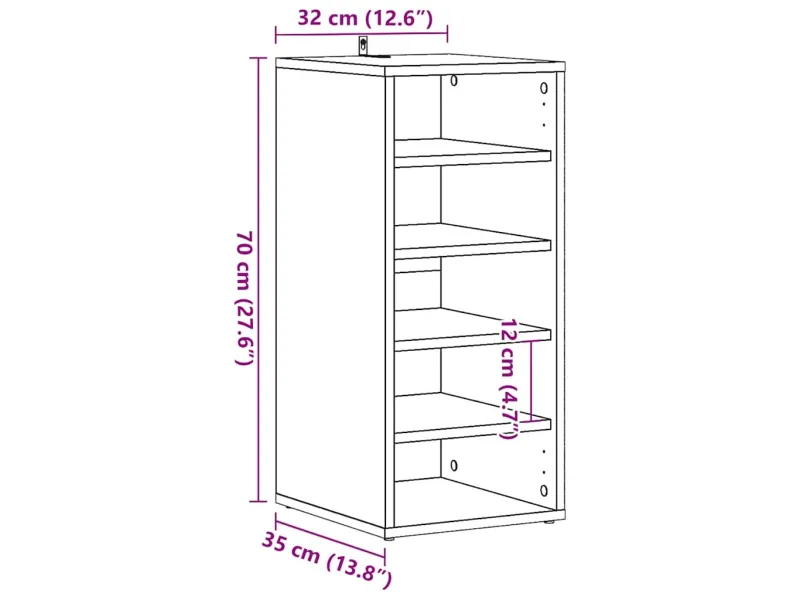 Armoire à chaussures vieux bois 32x35x70 cm bois d'ingénierie