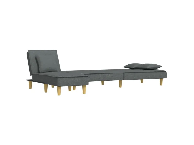 Canapé-lit en forme de L gris foncé 255x140x70 cm tissu
