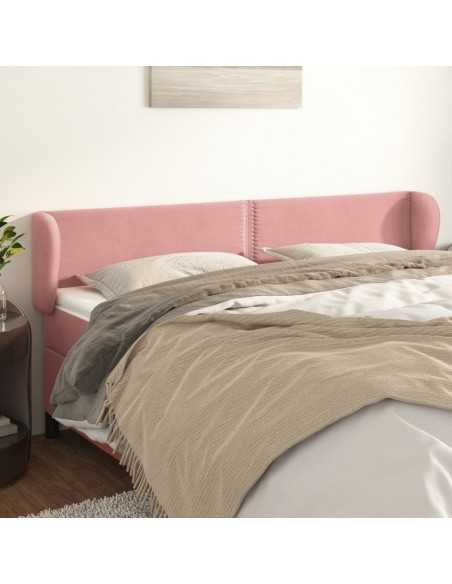 Tête de lit avec oreilles Rose 163x23x78/88 cm Velours