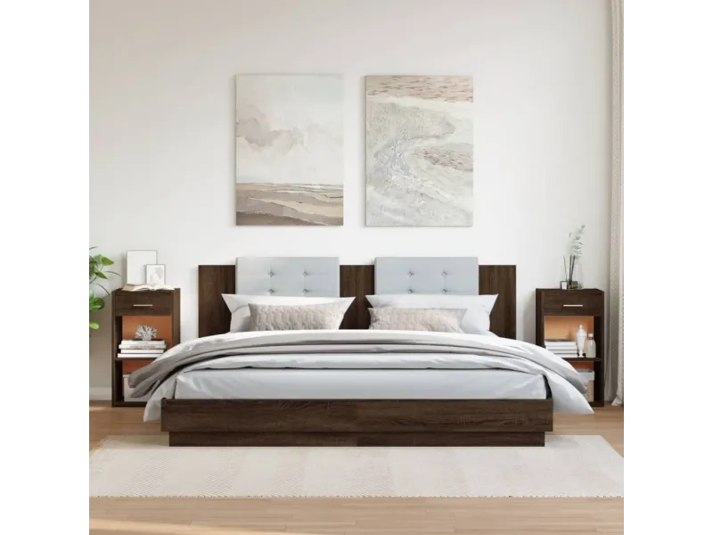 Tables de chevet 2pcs chêne marron 35x34x65cm bois d'ingénierie