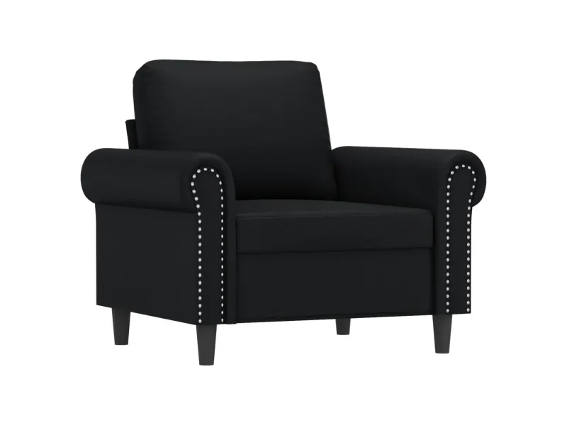 Fauteuil avec repose-pied Noir 60 cm Similicuir
