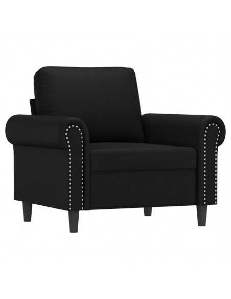 Fauteuil avec repose-pied Noir 60 cm Similicuir
