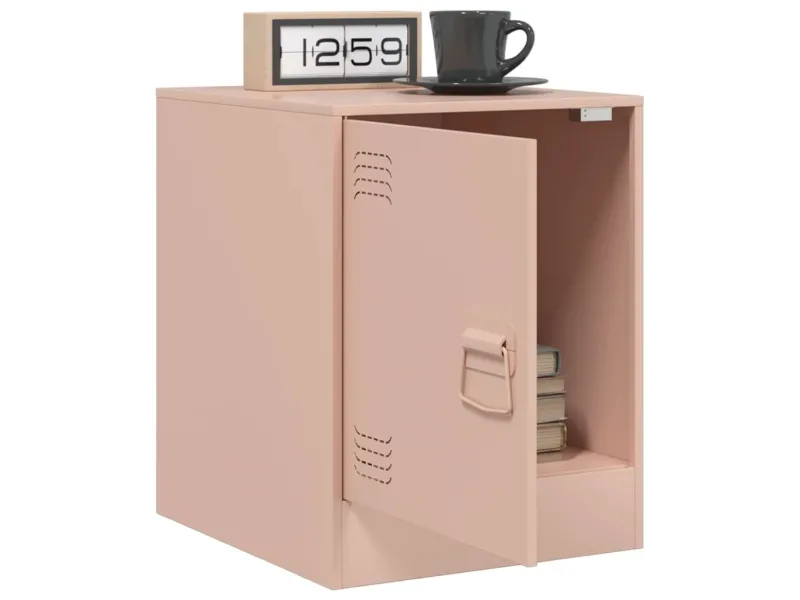 Table de chevet rose 34,5x39x44 cm acier