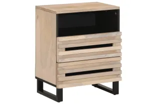 Table de chevet 50x34x62 cm bois de manguier massif brut
