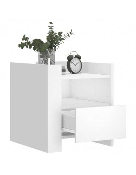 Table de chevet blanc 45x50x50 cm bois d’ingénierie