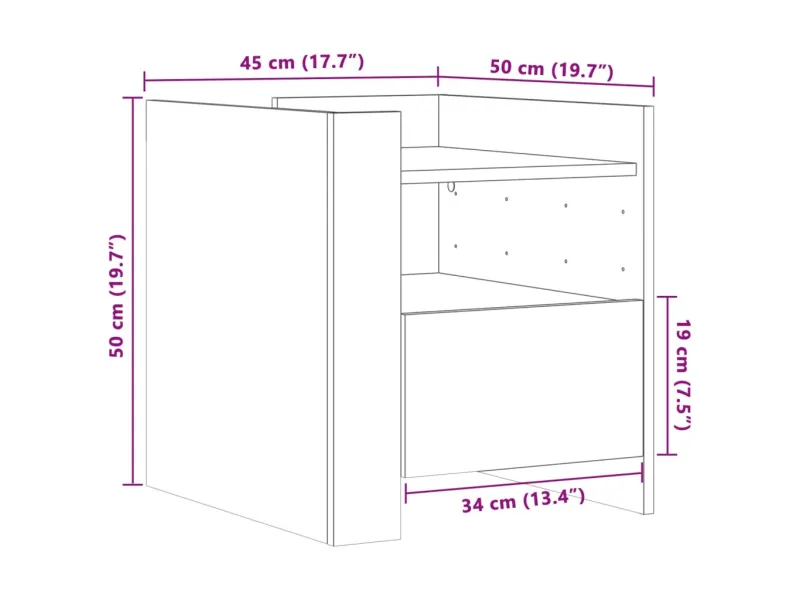 Table de chevet blanc 45x50x50 cm bois d’ingénierie