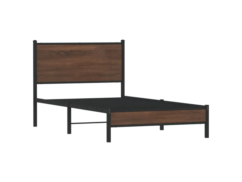Cadre de lit en métal sans matelas chêne marron 100x190 cm