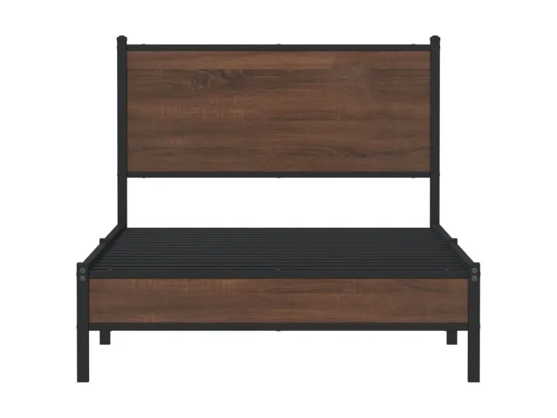 Cadre de lit en métal sans matelas chêne marron 100x190 cm