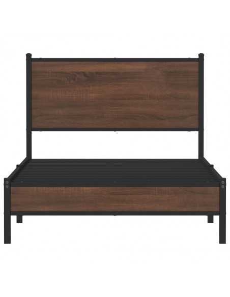 Cadre de lit en métal sans matelas chêne marron 100x190 cm