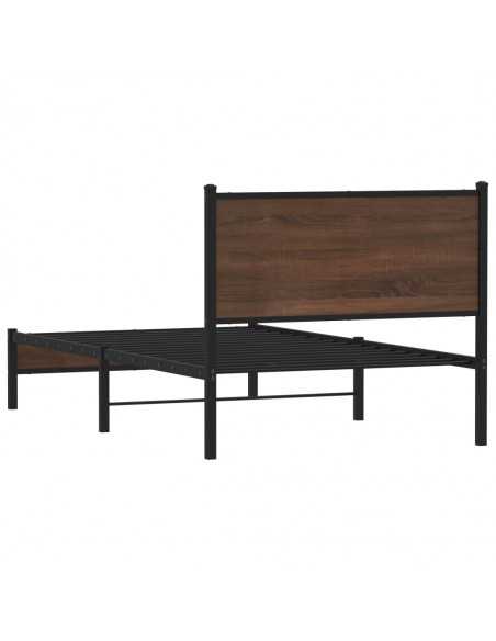 Cadre de lit en métal sans matelas chêne marron 100x190 cm