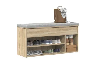 Banc à chaussures chêne sonoma 102x30,5x45 cm bois d'ingénierie