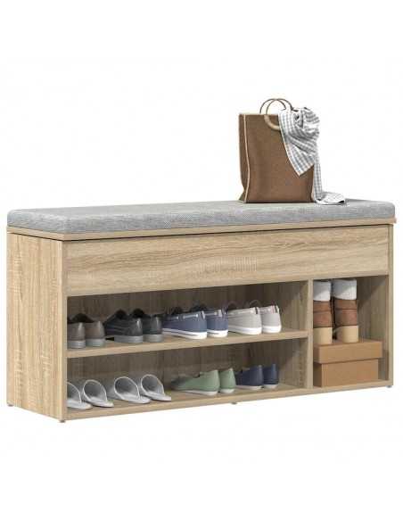 Banc à chaussures chêne sonoma 102x30,5x45 cm bois d'ingénierie