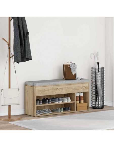 Banc à chaussures chêne sonoma 102x30,5x45 cm bois d'ingénierie