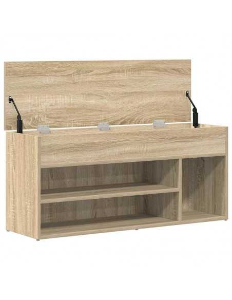 Banc à chaussures chêne sonoma 102x30,5x45 cm bois d'ingénierie