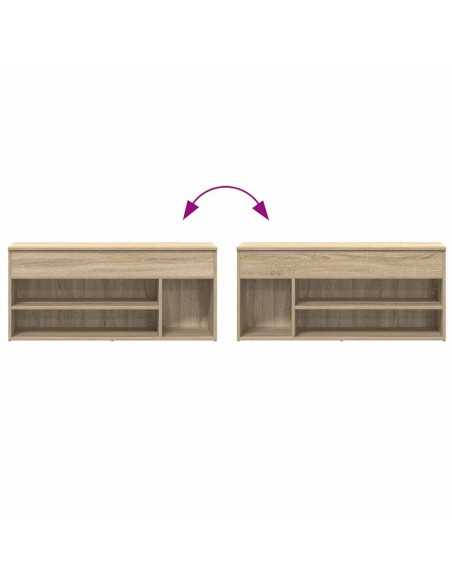 Banc à chaussures chêne sonoma 102x30,5x45 cm bois d'ingénierie