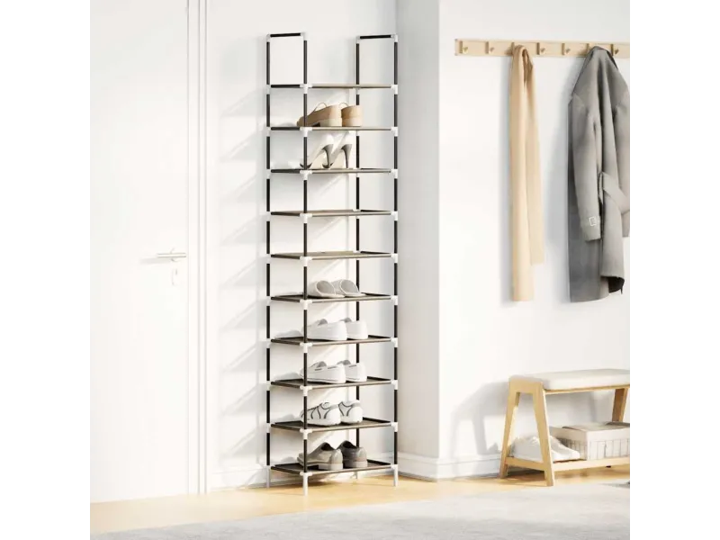 Étagère à chaussures 10 niveaux 44x28x180 cm tissu non-tissé