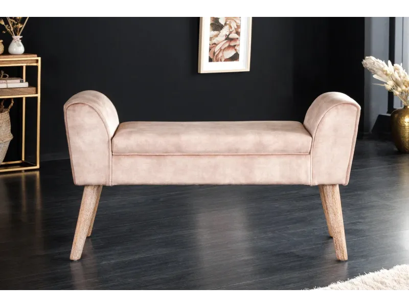 Banc SCARLETT 90 cm – Élégance et douceur en velours beige café