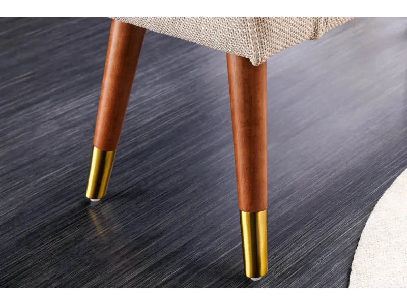 Banc SCARLETT 90 cm – Élégance rétro en tissu texturé beige