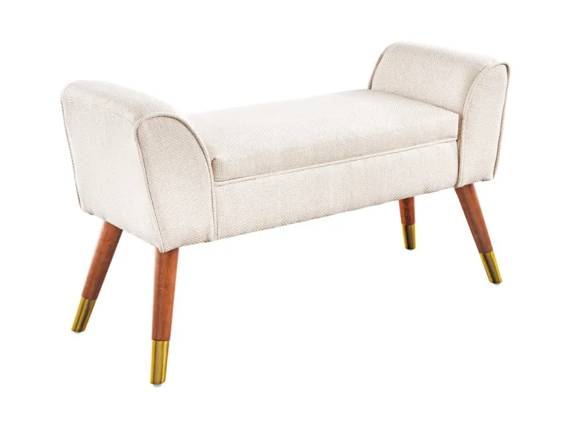 Banc SCARLETT 90 cm – Élégance rétro en tissu texturé beige