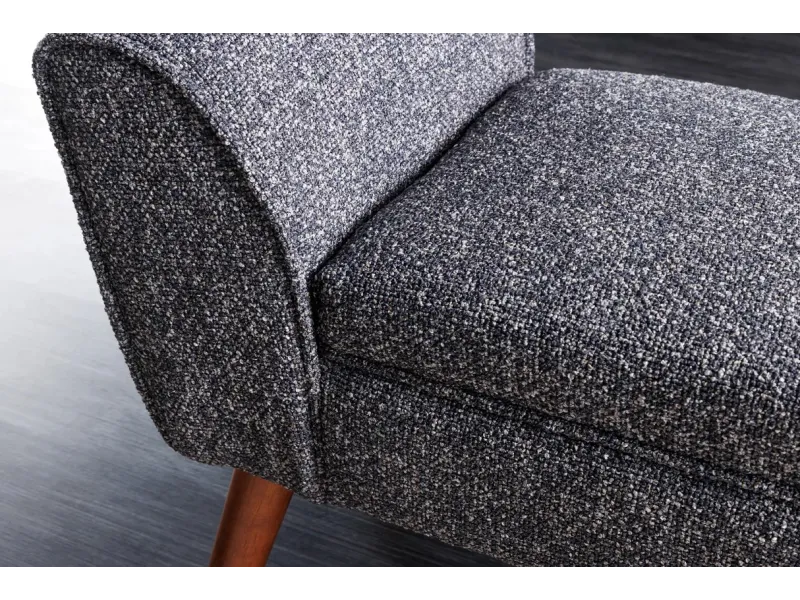 Banquette SCARLETT 90 cm en bouclé anthracite – Élégance et confort rétro