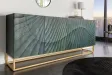 Buffet bois manguier turquoise 180 cm – Design 3D doré chic | Bellozia