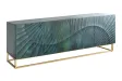 Buffet bois manguier turquoise 180 cm – Design 3D doré chic | Bellozia