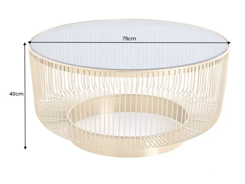 Table basse dorée design avec verre noir – table basse ronde moderne glamour| Bellozia