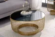 Table basse dorée design avec verre noir – table basse ronde moderne glamour| Bellozia