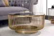 Table basse dorée design avec verre noir – table basse ronde moderne glamour| Bellozia
