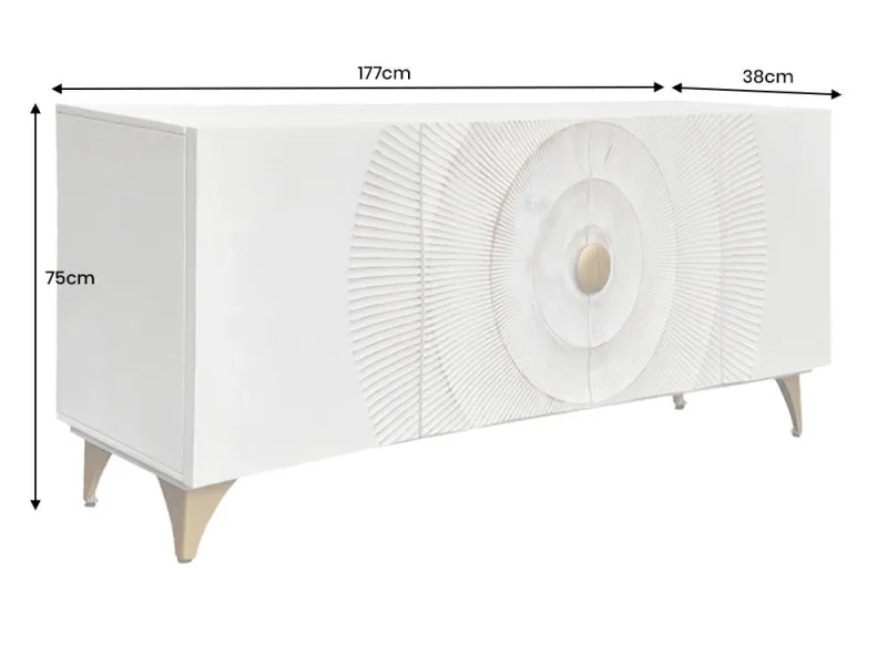 Buffet bois manguier 180 cm blanc – Design chic et moderne | Bellozia