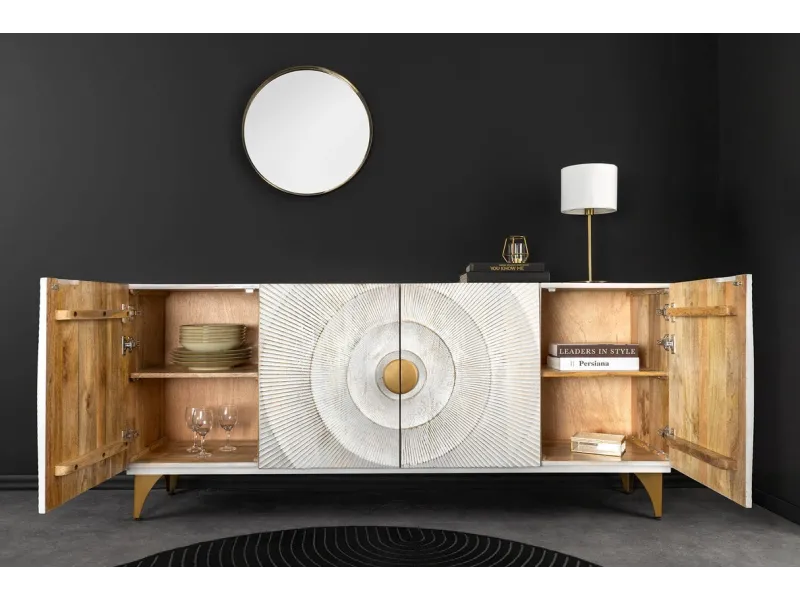 Buffet bois manguier 180 cm blanc – Design chic et moderne | Bellozia