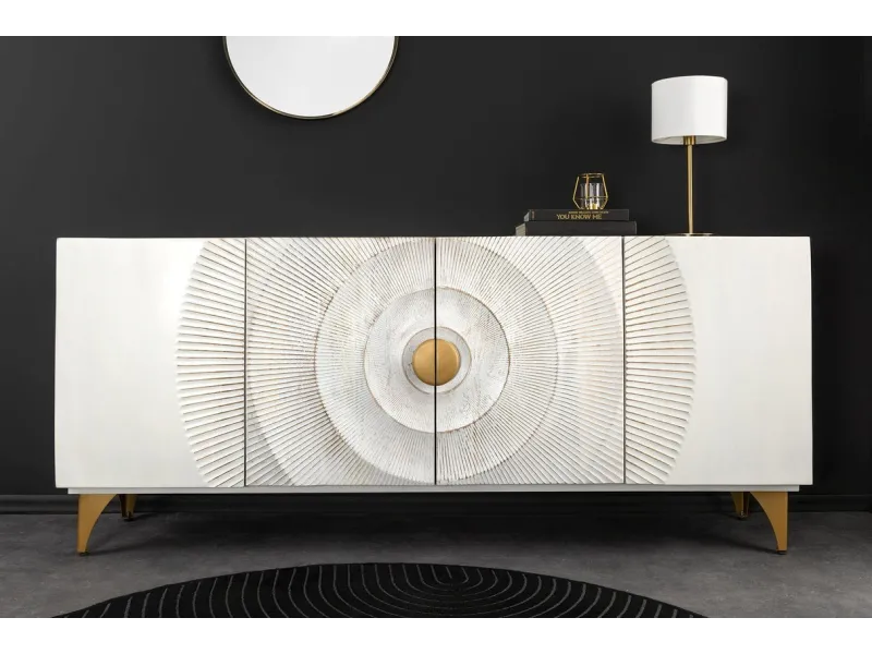 Buffet bois manguier 180 cm blanc – Design chic et moderne | Bellozia