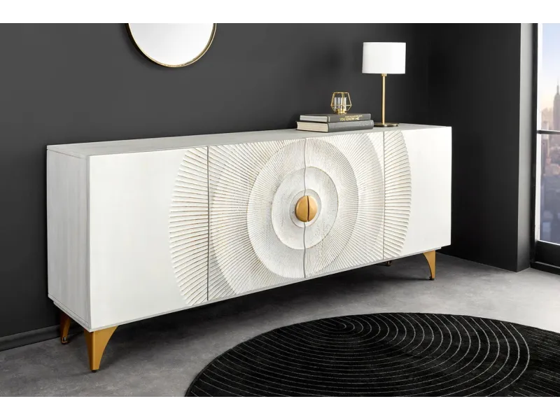 Buffet bois manguier 180 cm blanc – Design chic et moderne | Bellozia