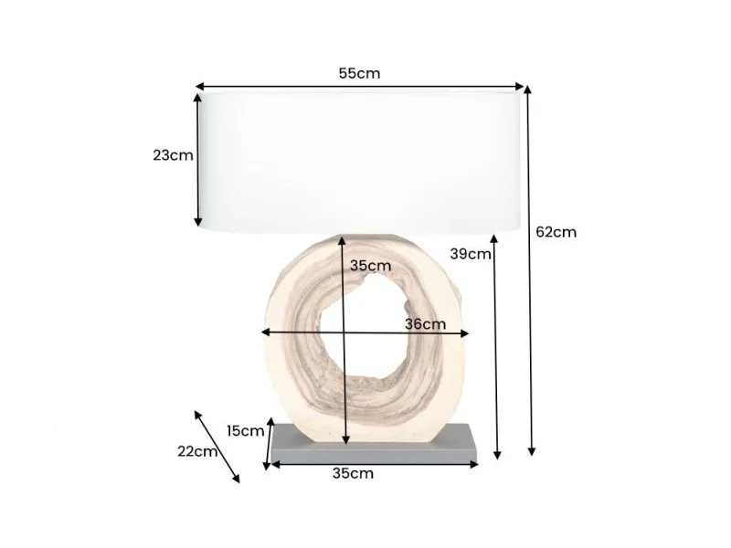 Lampe de Table 63cm en Bois Massif "Organic Artwork"
