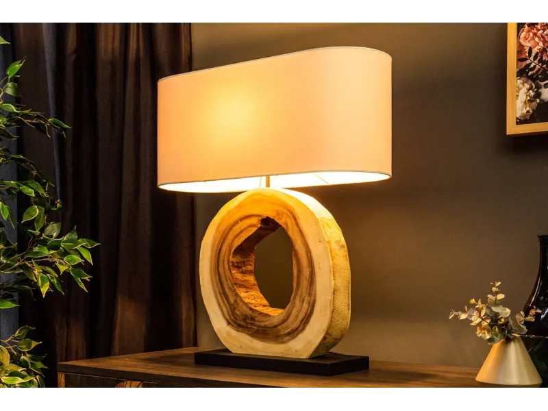 Lampe à poser en bois massif Organic Artwork – lampe design luxe artistique - Bellozia
