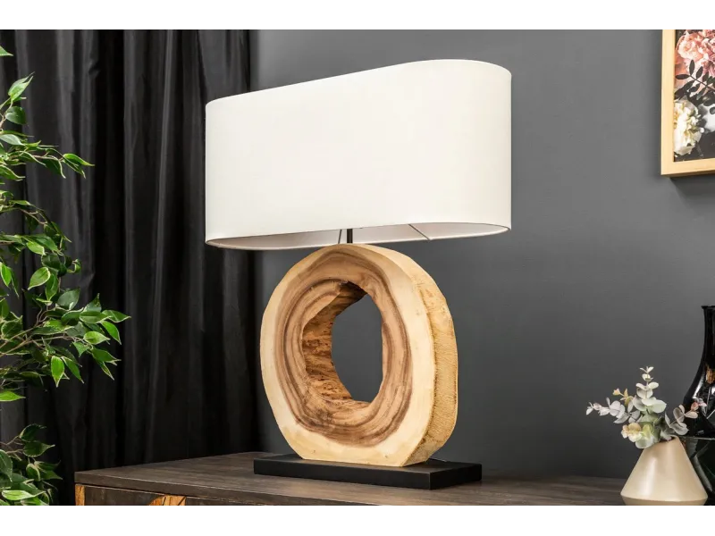 Lampe à poser en bois massif Organic Artwork – lampe design luxe artistique - Bellozia