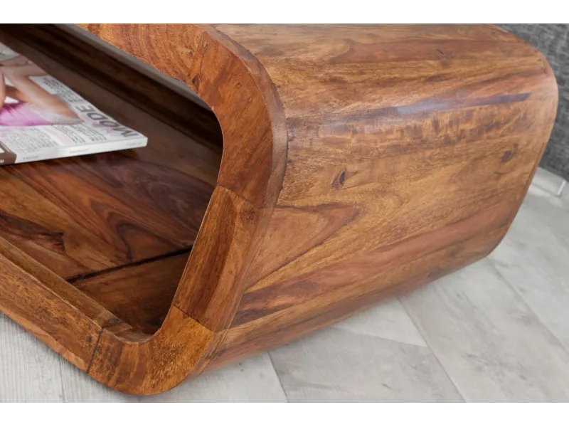 Table basse design rétro de 100cm coloris naturel en bois massif av...