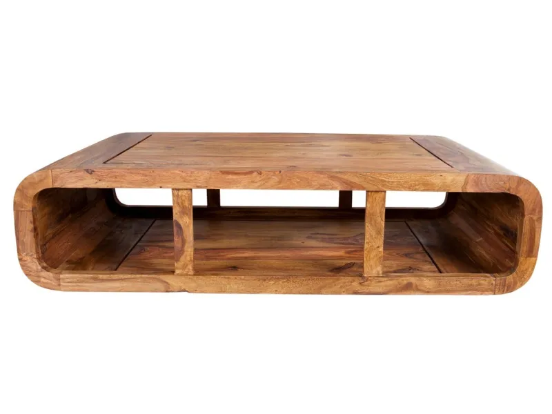 Table basse design rétro de 100cm coloris naturel en bois massif av...
