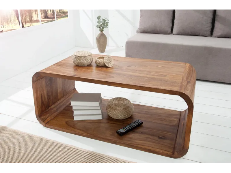 Table basse design rétro de 100cm coloris naturel en bois massif av...