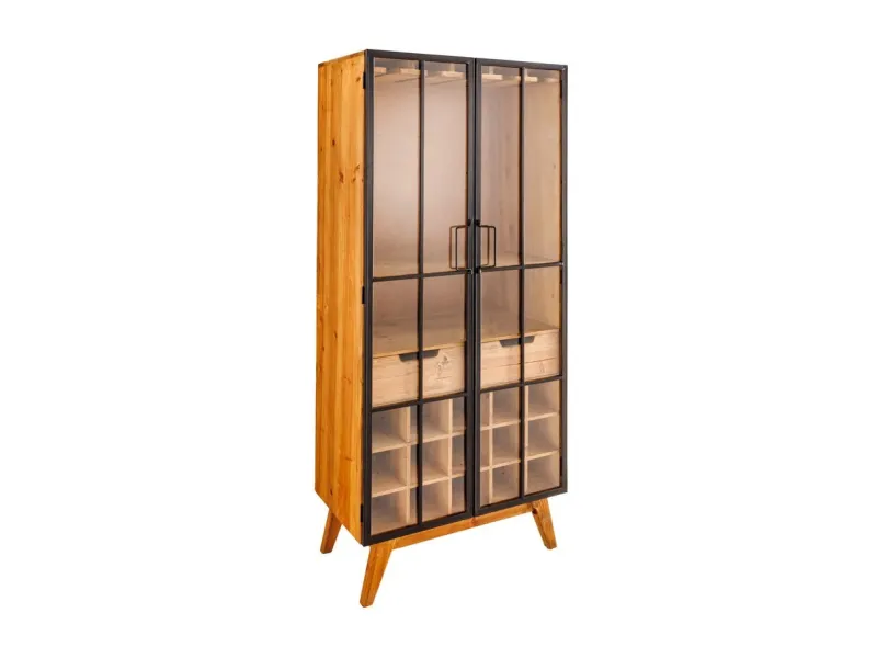 Armoire en  bois massif sculpté scorpion coloris noir 141cm pas cher