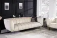 Canapé velours 3 places champagne – Design rétro chic avec pieds noirs