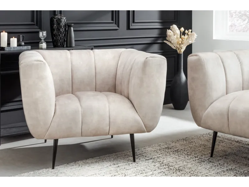 Fauteuil design royal baroque coloris gris antique en simili-cuir F...