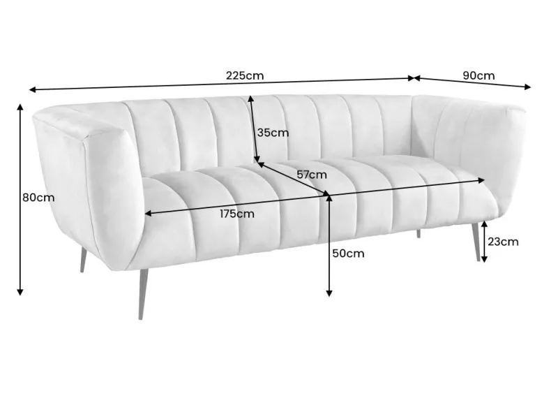 Canapé vert émeraude style rétro 225cm pas cher