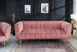 Canapé velours 3 places vieux rose – Design rétro chic avec pieds dorés