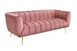 Canapé velours 3 places vieux rose – Design rétro chic avec pieds dorés
