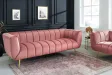 Canapé velours 3 places vieux rose – Design rétro chic avec pieds dorés