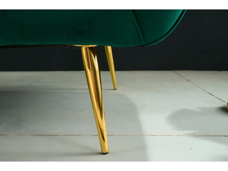 Canapé 2 places velours vert émeraude – Canapé design chic avec pieds dorés - BELLOZIA